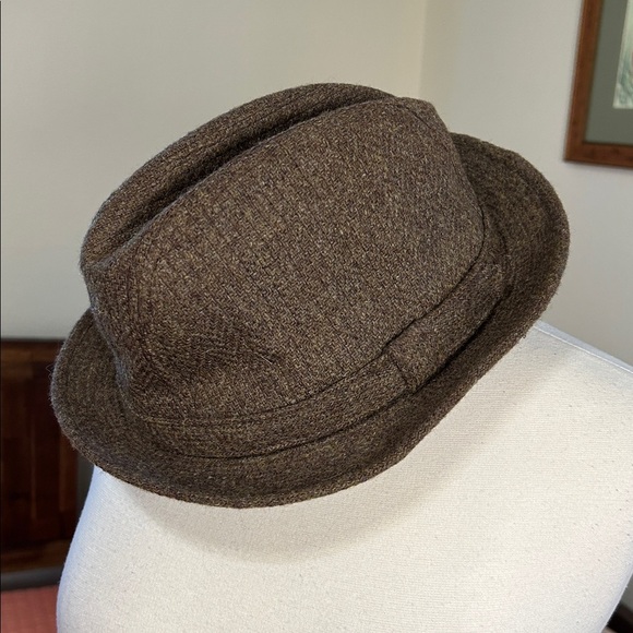 Vintage Stetson Equalizer Brown Tweed Herringbone Wool Blend Fedora size 7-7 1/8 - Picture 2 of 8